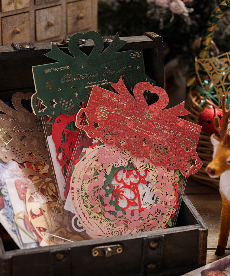 40 Pcs Merry Chirstmas Hollow Lace Paper Set