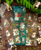 12 Sheets Bronzing Colorful Christmas PET Sticker Set