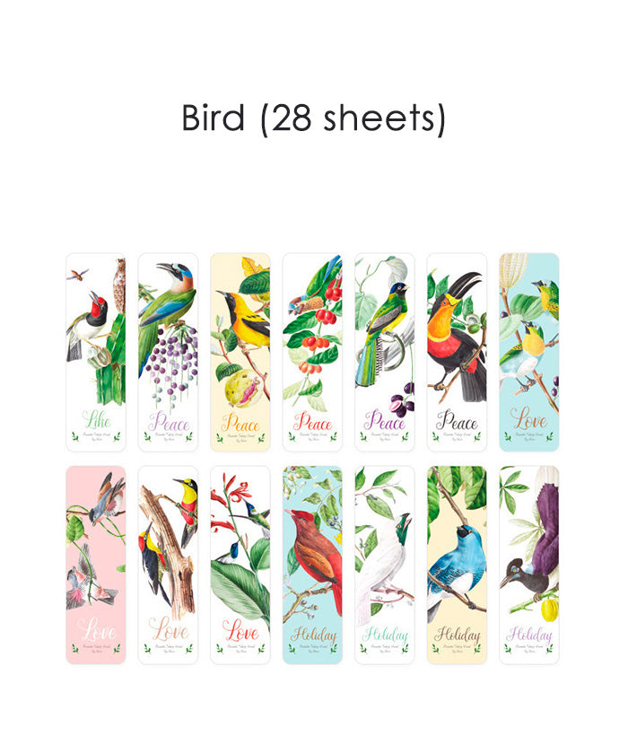 28 Sheets Bird & Fruit Paper Bookmarks