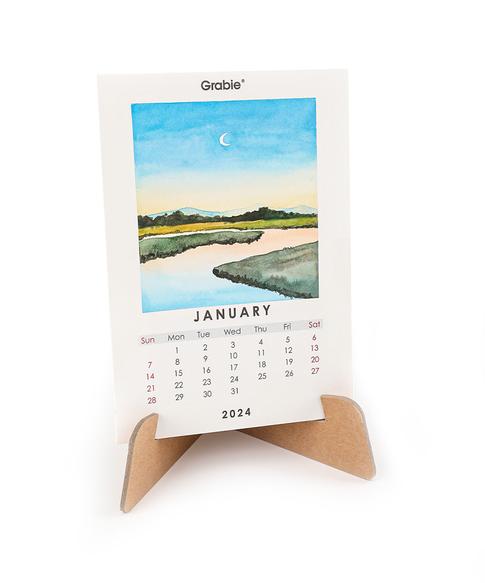 12-Month Watercolor Calendar Set For 2024