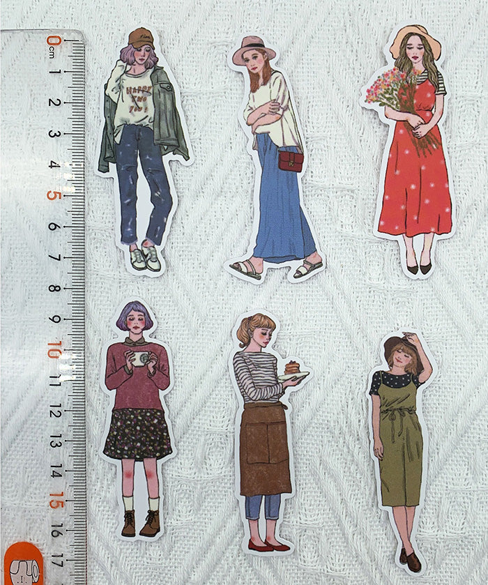 100 Pcs Hipster Girl Character Stickers Set