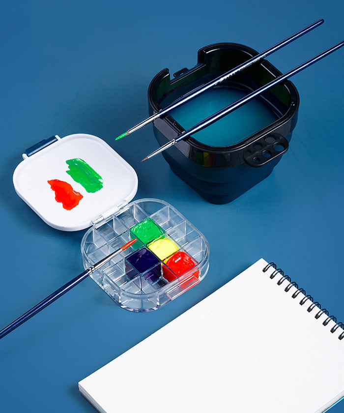 Multi-in-1 Foldable Paint Brush Cleaner Kit With 16 Grids Palette