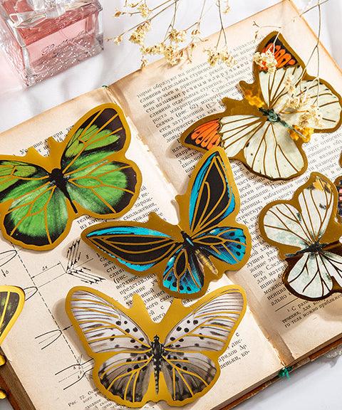 80 Pcs Gold Stamping Butterfly Theme Stickers Set - Grabie
