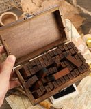70 Pcs Vintage Alphabet Wood Rubber Stamps Set