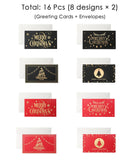 16 Pcs Bronzing Christmas Cards With Envelopes - Grabie