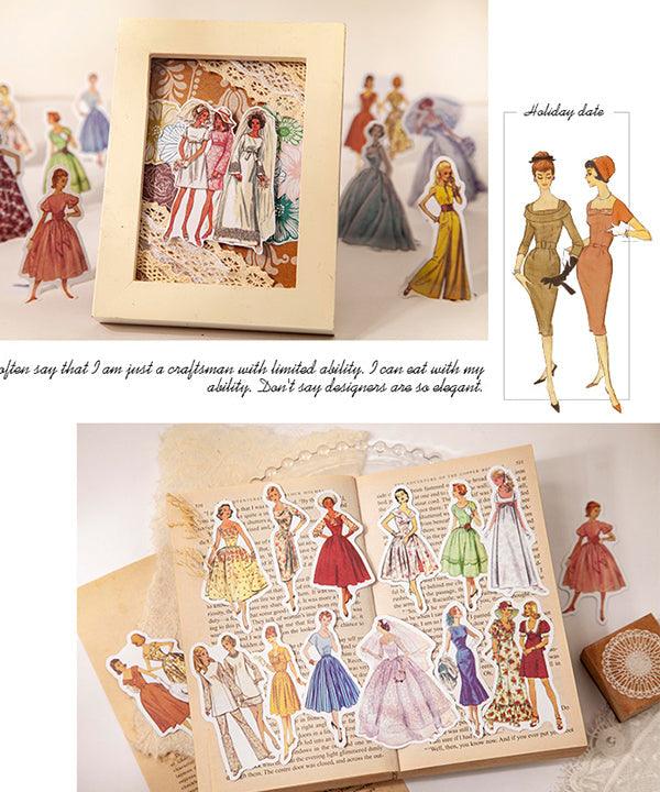 320 Pcs Vintage Fashion Show Paper Stickers Set - Grabie
