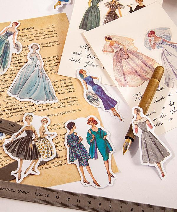 320 Pcs Vintage Fashion Show Paper Stickers Set - Grabie