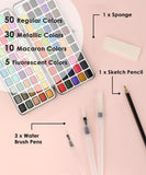 Premium Watercolor Set of 100 With 11 Pcs Miniature Detail Paint Brushes - Grabie