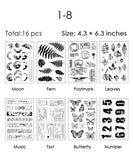 16 Sheets Vintage Clear Silicone Stamps Set - Grabie