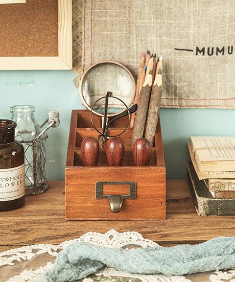 3 Compartment Vintage Wood Storage Box, Vintage Wooden Craft Box, Vintage Wooden Box, Vintage Wood Storage Box, Antique Wooden Storage Box - Grabie® - Grabie®
