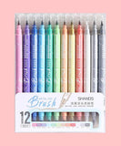 12 Colors Metallic Color Soft Dual-Tip Brush Calligraphy Pen Set - Grabie® - Grabie®
