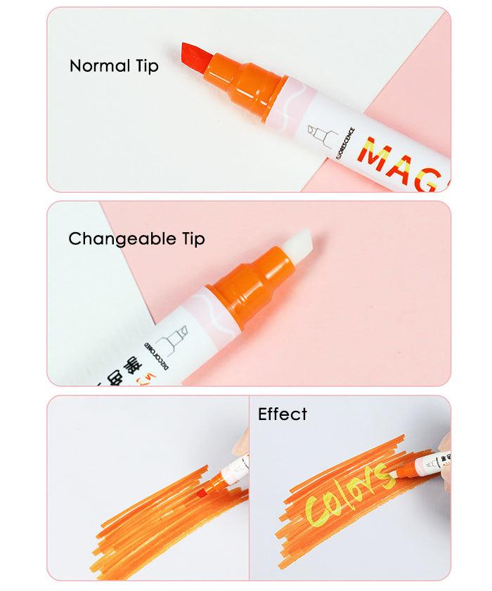 12 Pcs Dual Tip Magic Color Changing Highlight Markers - Grabie