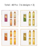 48 Pcs Bronzing Roman Window Sticker & Bookmark Set - Grabie