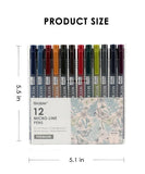 Vintage Color Sketch Micro-Line Pen Set of 12 - Grabie